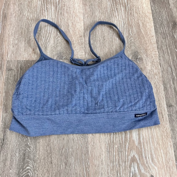 Nautica Women's Heathered Blue Sports Bra - Picture 1 of 4